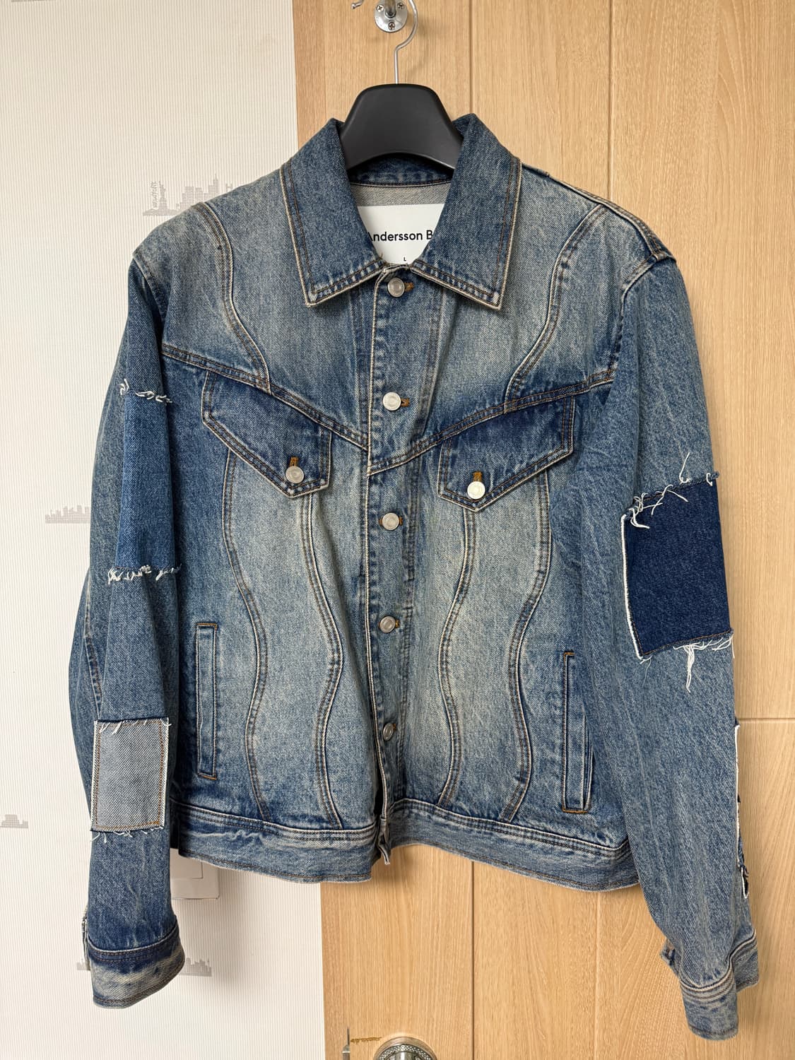 앤더슨벨 23 S/S 패치워크 청자켓 상품이미지1
