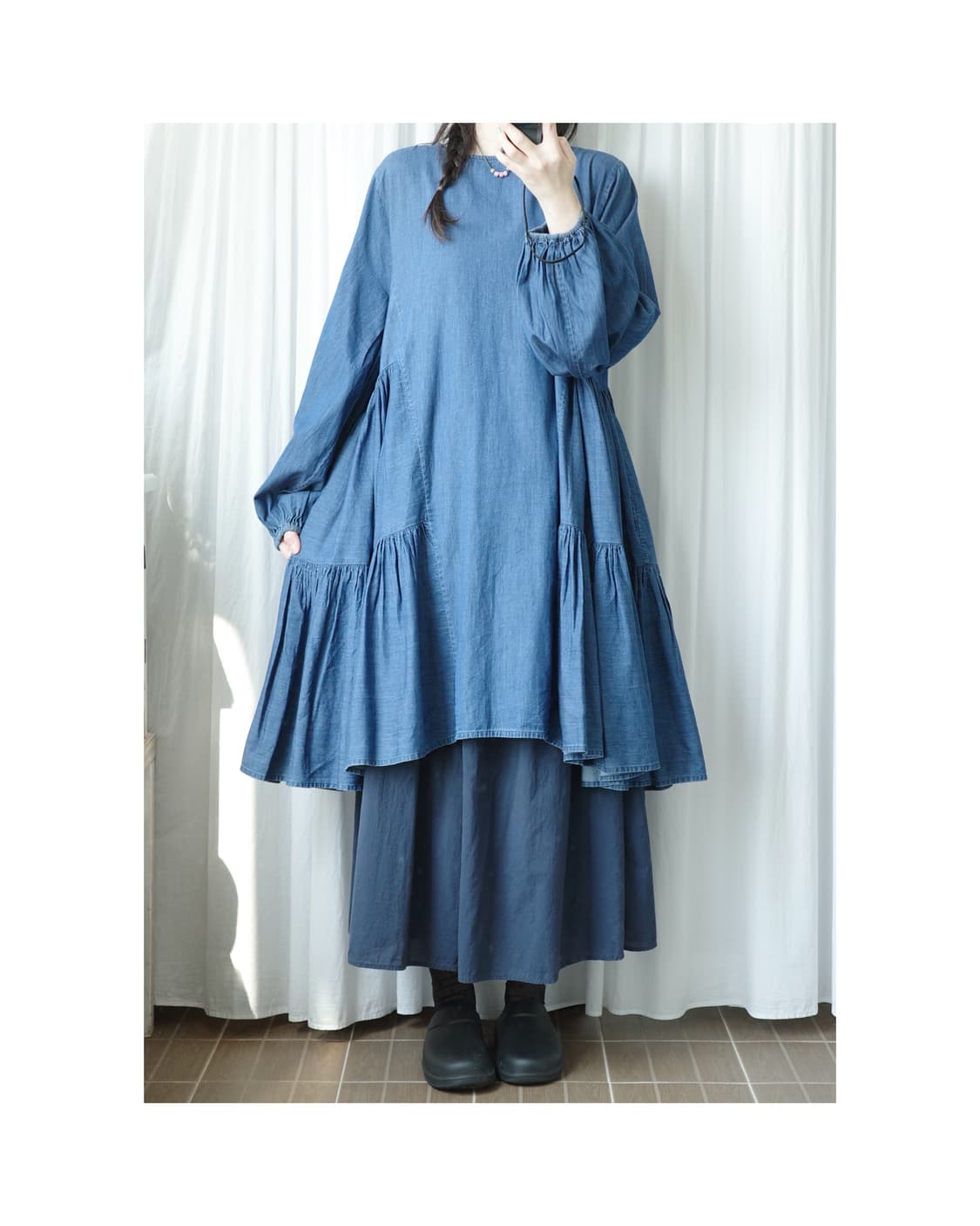 Merlette denim shirring one-piece 상품이미지6