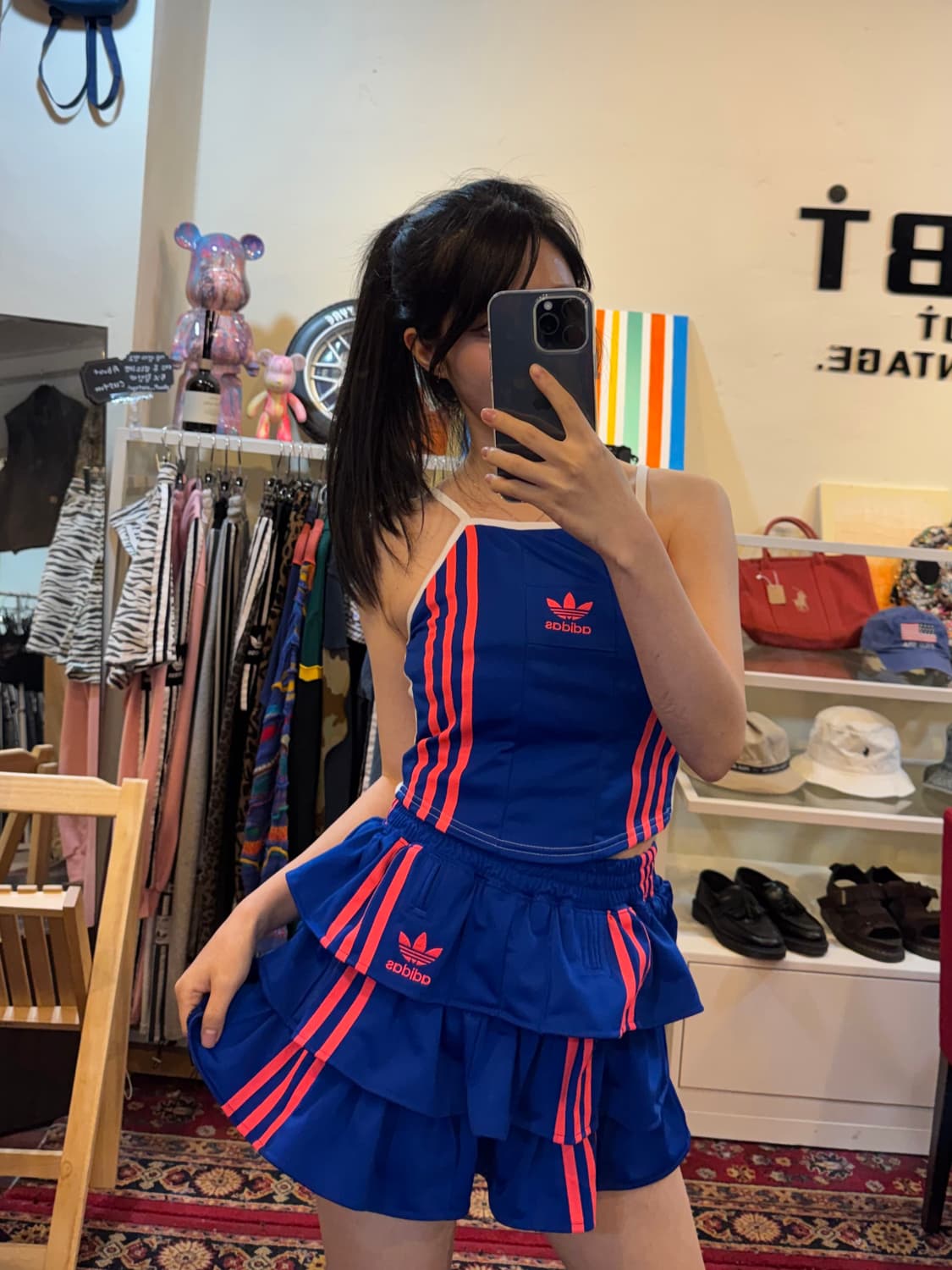 블루/핑크 캉캉 나시탑 셋업 상품이미지1