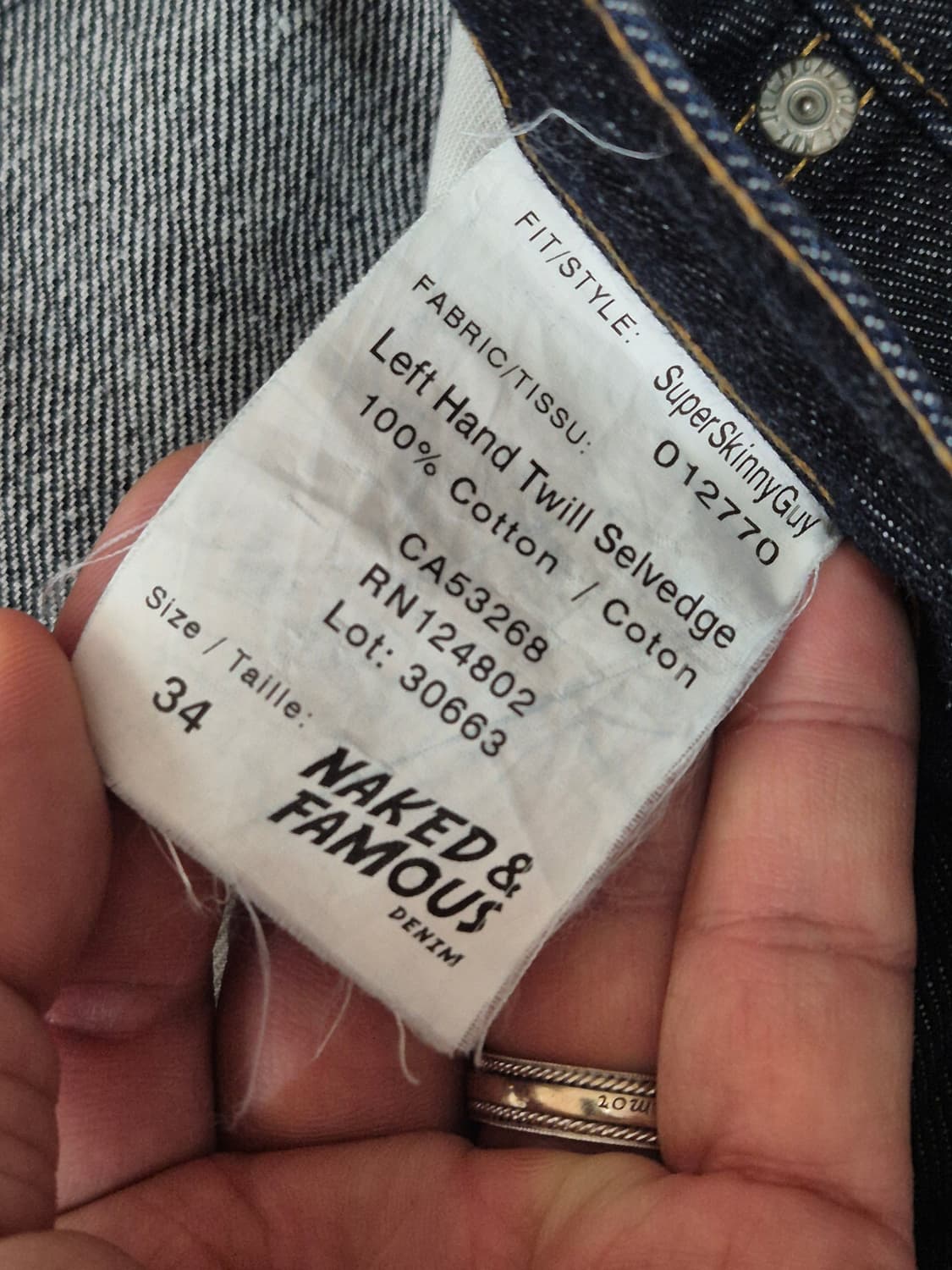 네이키드앤페이머스 셀비지 데님 34 상품이미지7