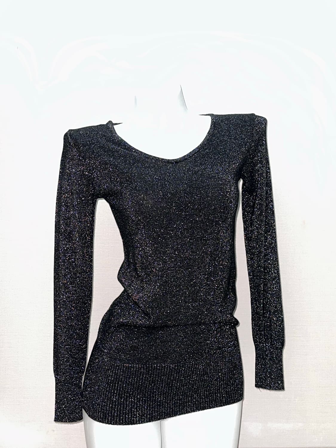 빈티지 블랙 글리터 니트 미니원피스 상품이미지6