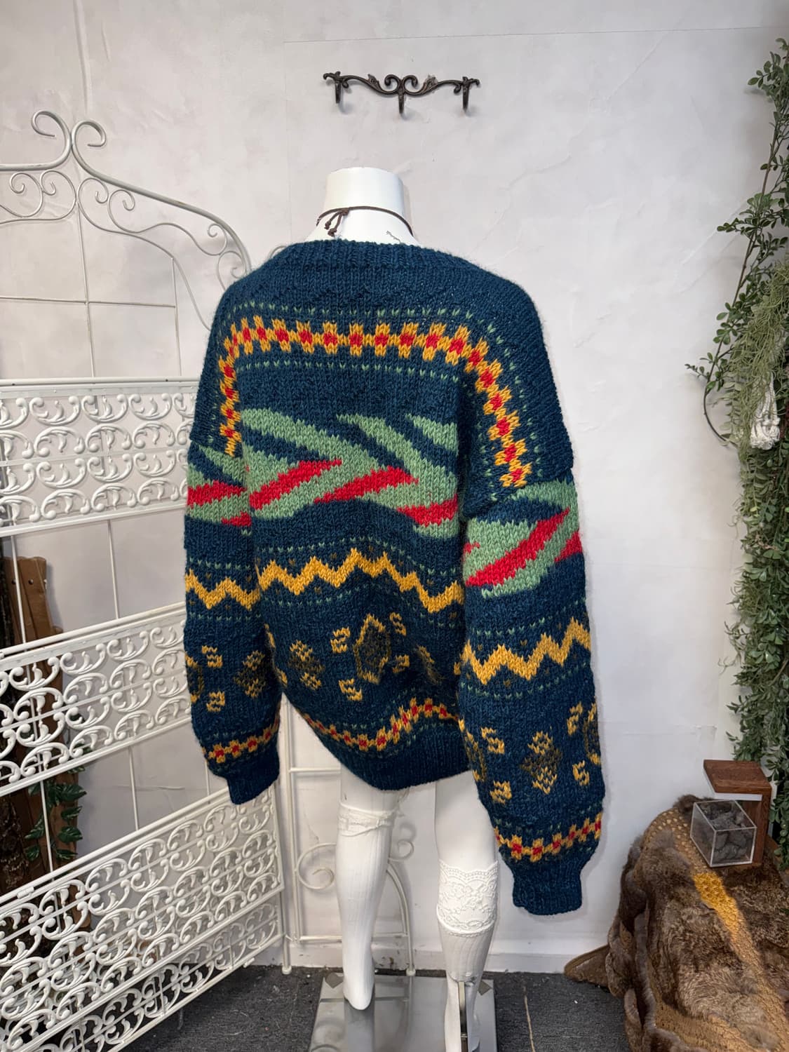 Navy bohemian heavy wool cardigan 상품이미지5