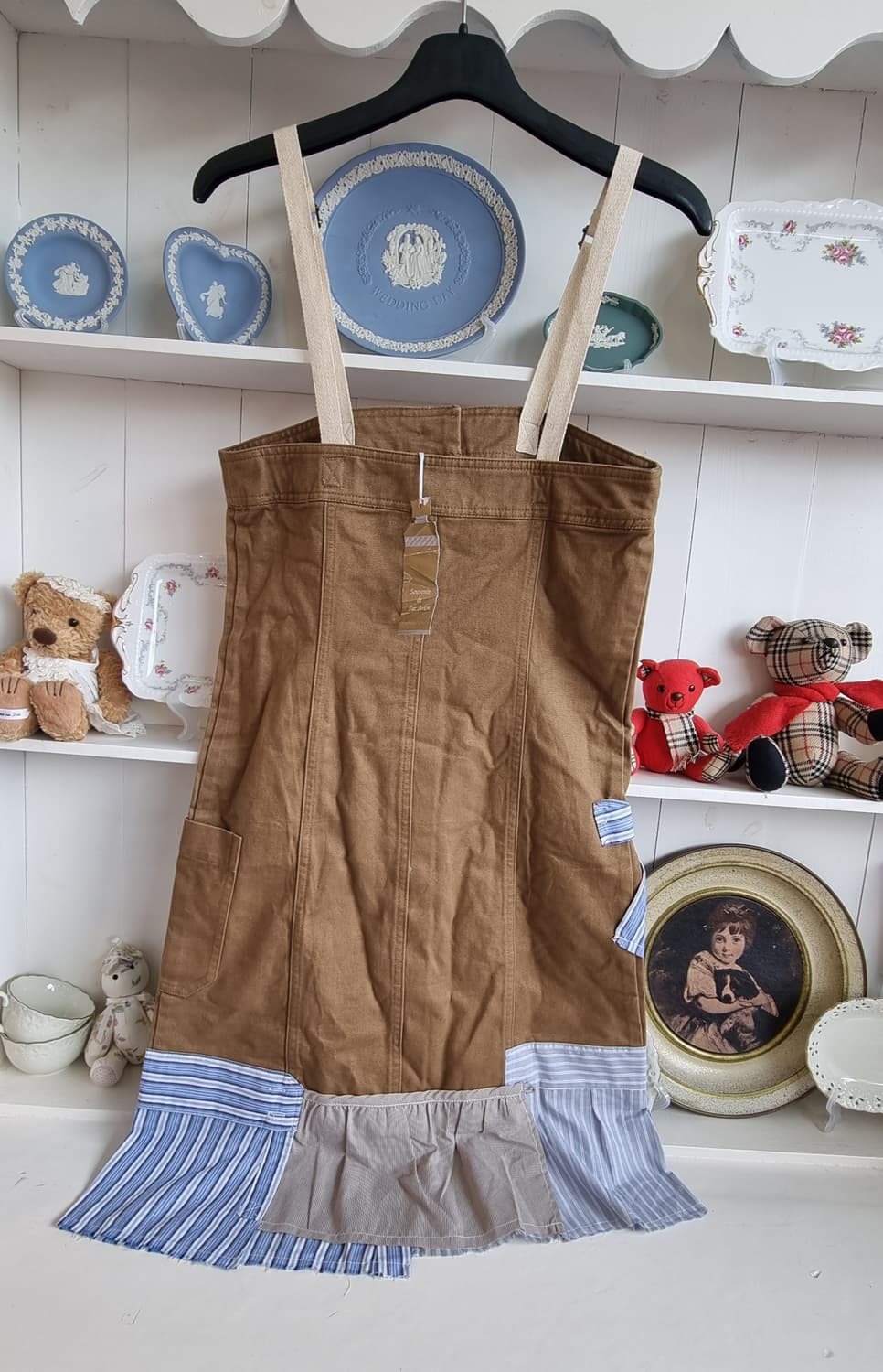 스트라이프 배색 리본 멜빵 원피스 상품이미지4