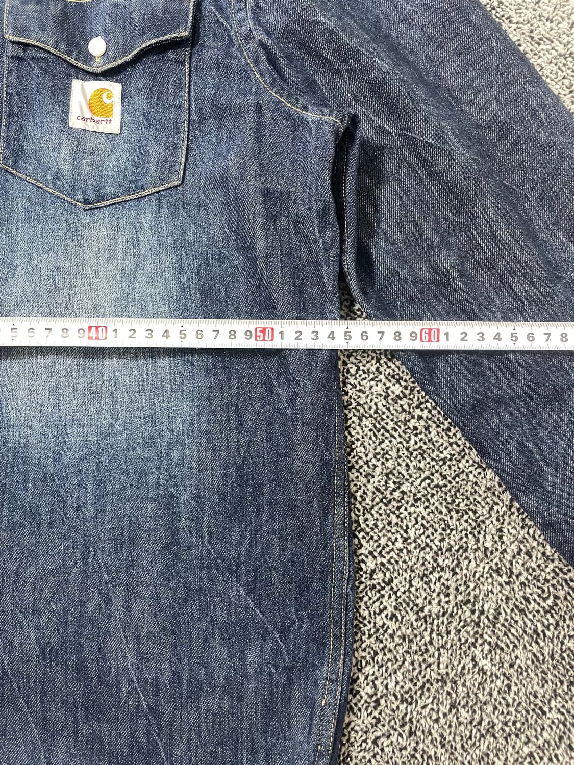 빈티지9. 착샷0 칼하트 몬타나 릴렉스 핏 프론트 남방 데님 셔츠 청자켓 상품이미지6
