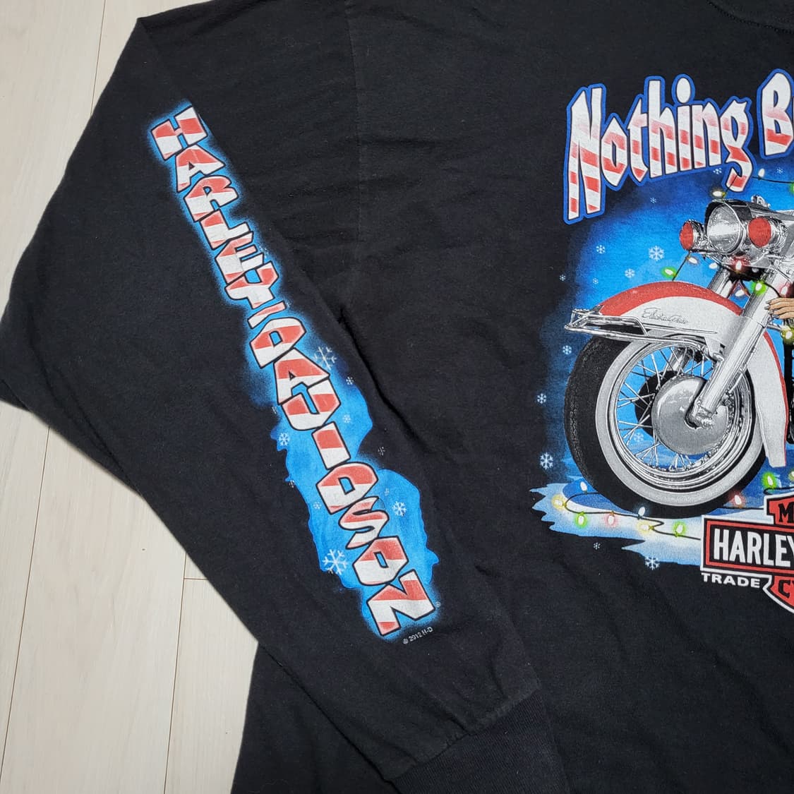 (2XL) 빈티지 할리데이비슨 크리스마스 핀업걸 슬리브 상품이미지8