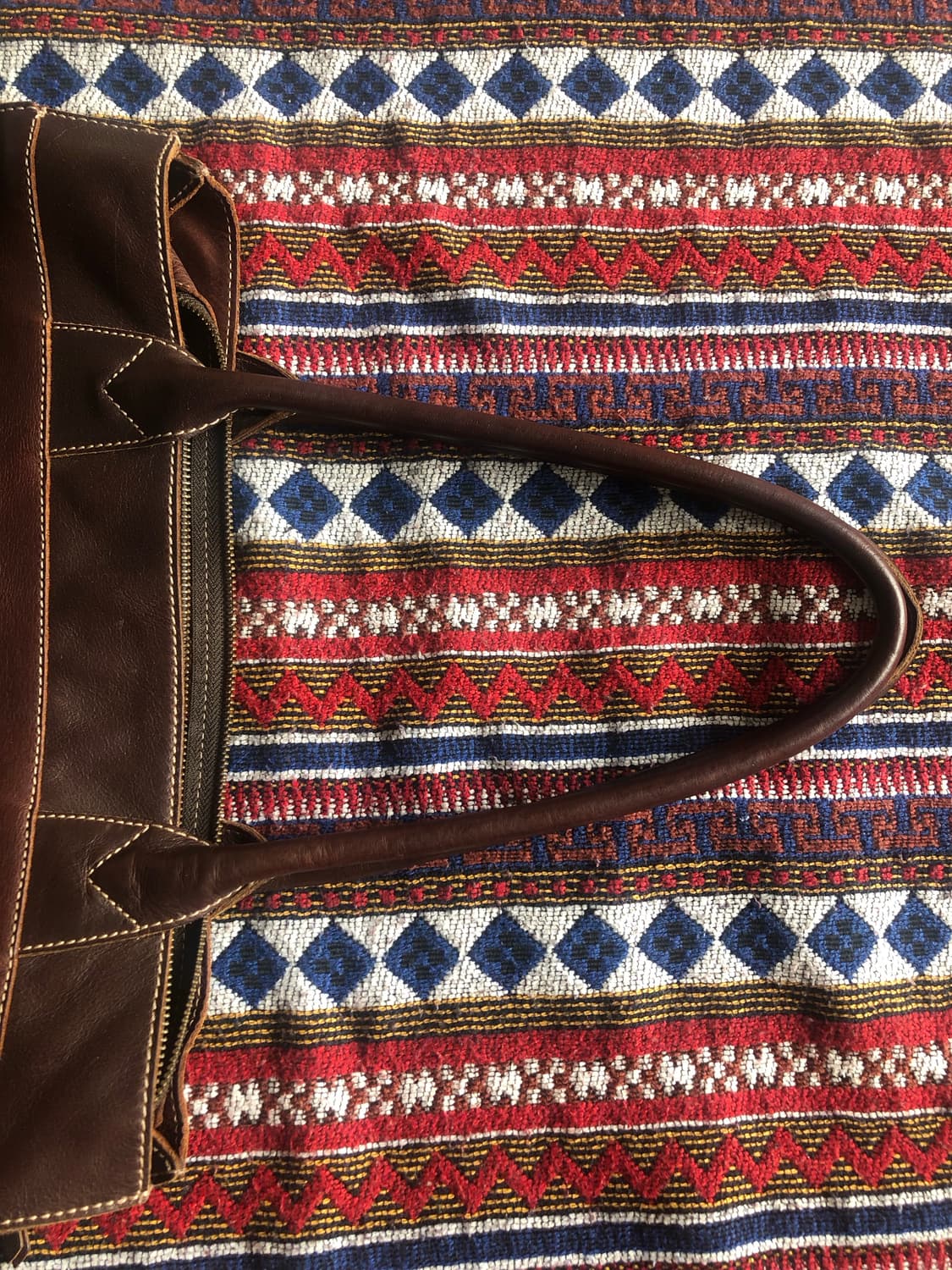 피카드 브라운 레더 토트백 상품이미지4