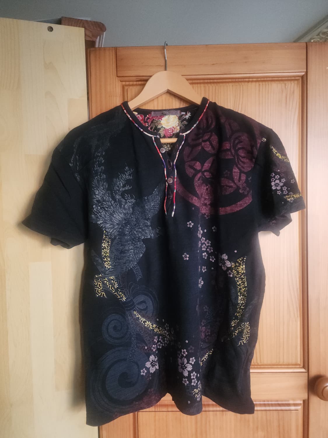 일본 빈티지 오리엔탈 봉황 입체프린팅 반팔티 상품이미지1