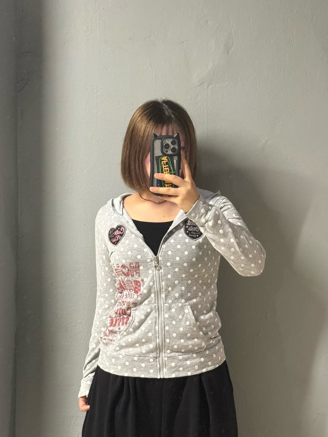 dot pattern kawaii printing hood zip-up 상품이미지1