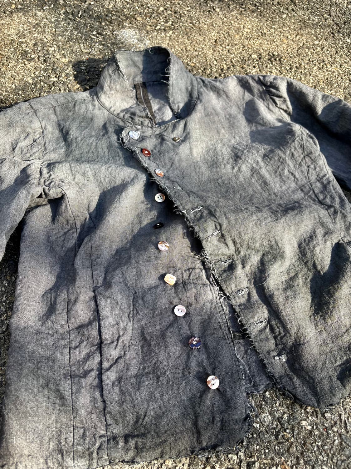 Hand dyed asymmetrical linen jacket 상품이미지3