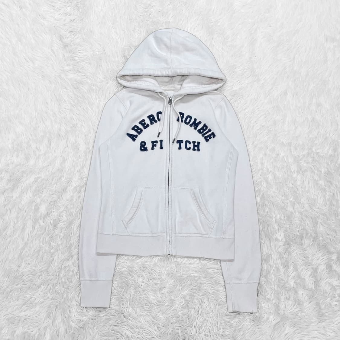 아베크롬비 아치 로고 후드집업 화이트 상품이미지2