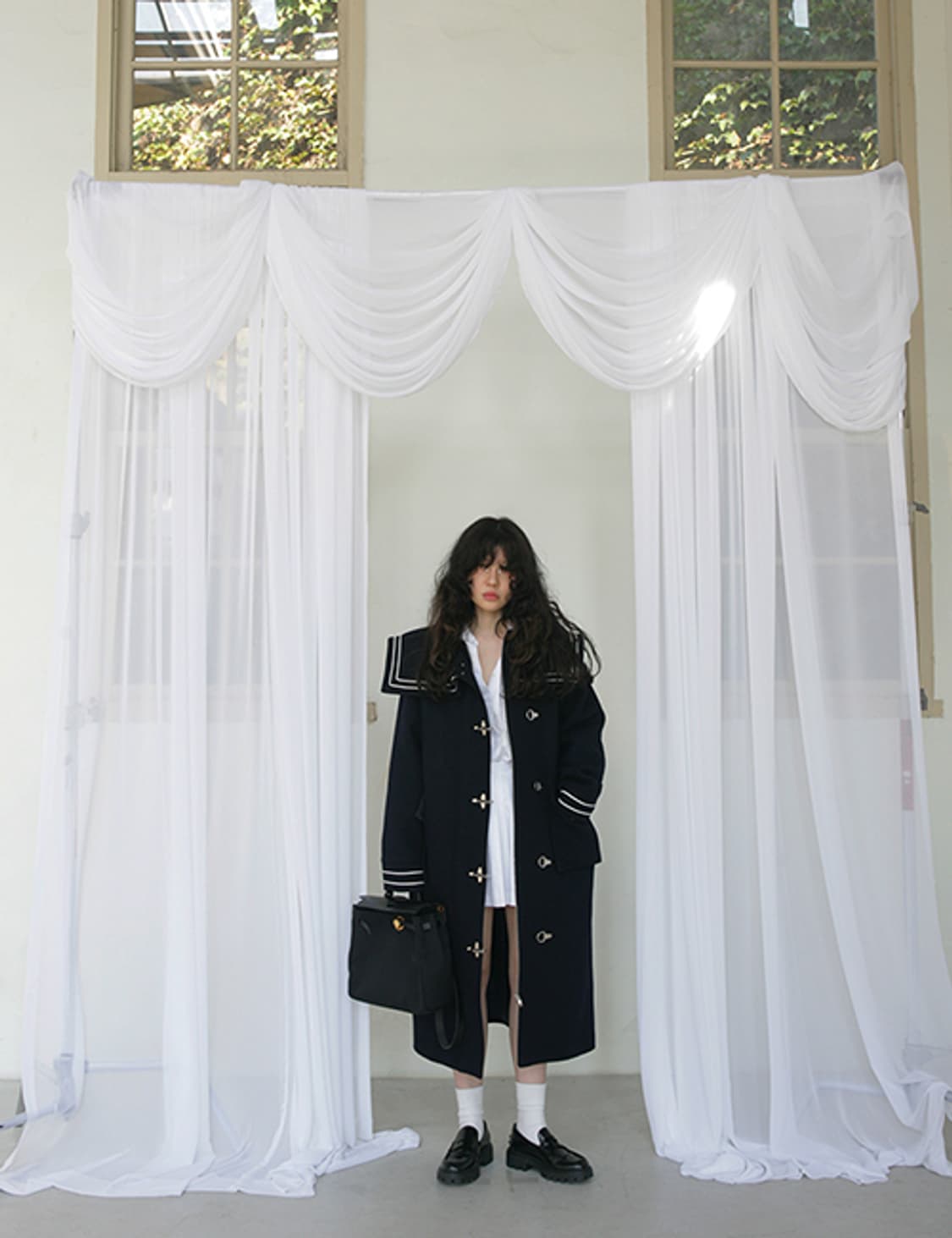 (구함)  프레클 세일러 울 롱코트 상품이미지1