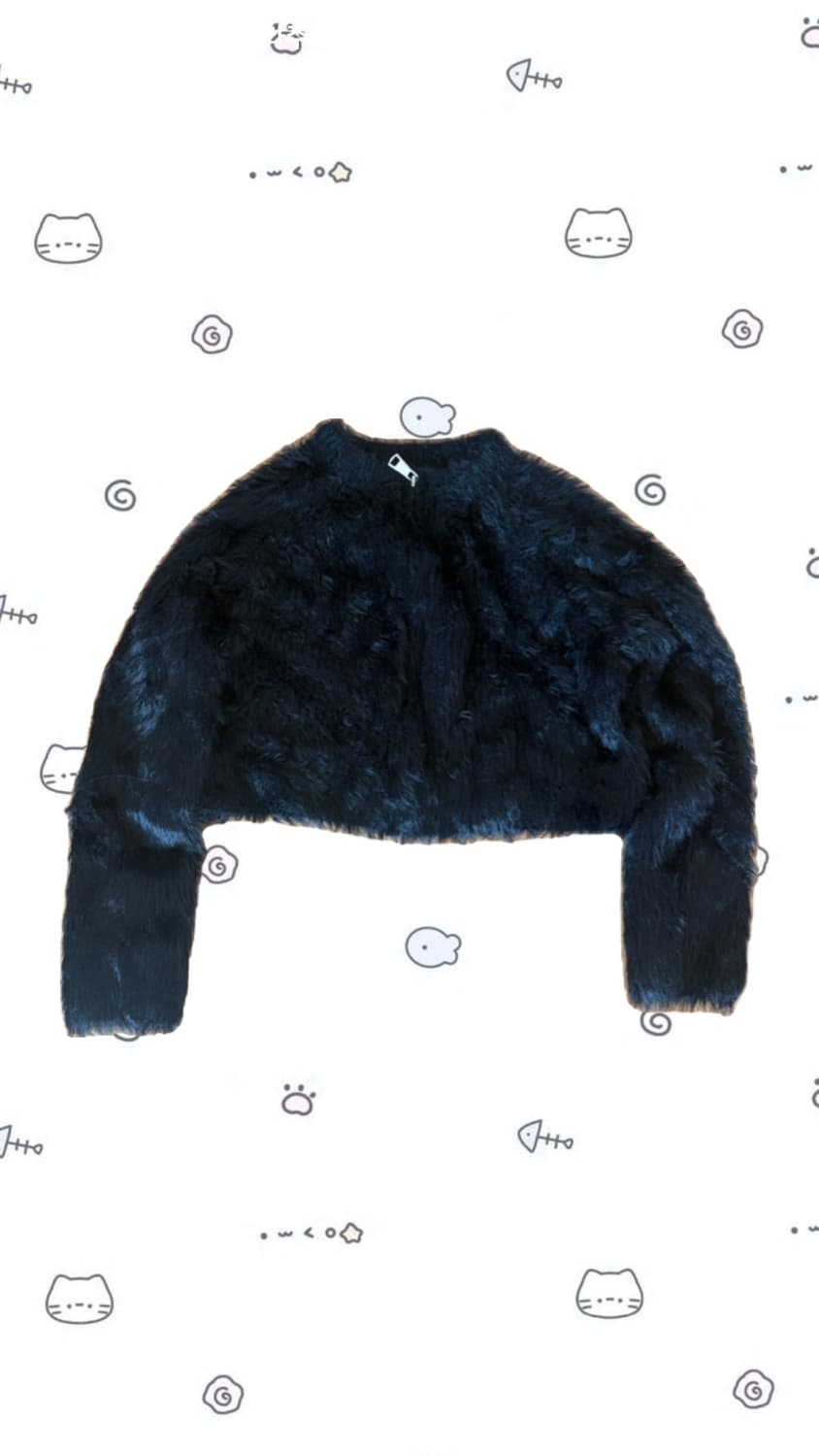 블랙 크롭 퍼 자켓 상품이미지1