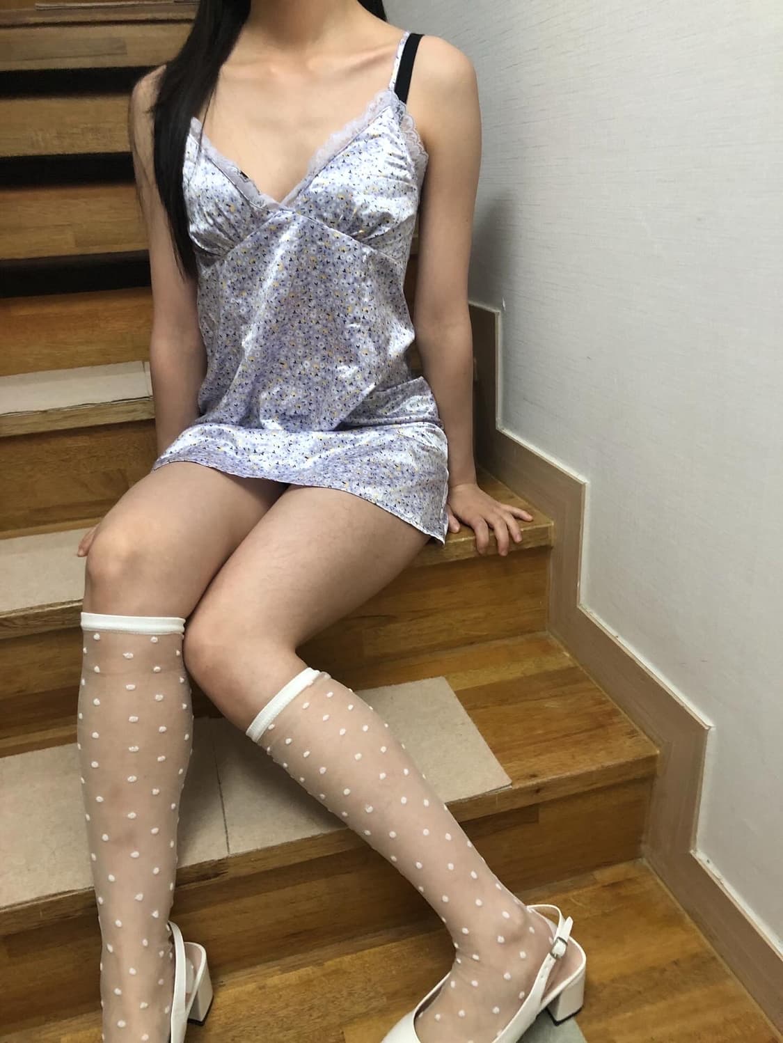 빈티지 라이트 퍼플 플라워 슬립 원피스 상품이미지4