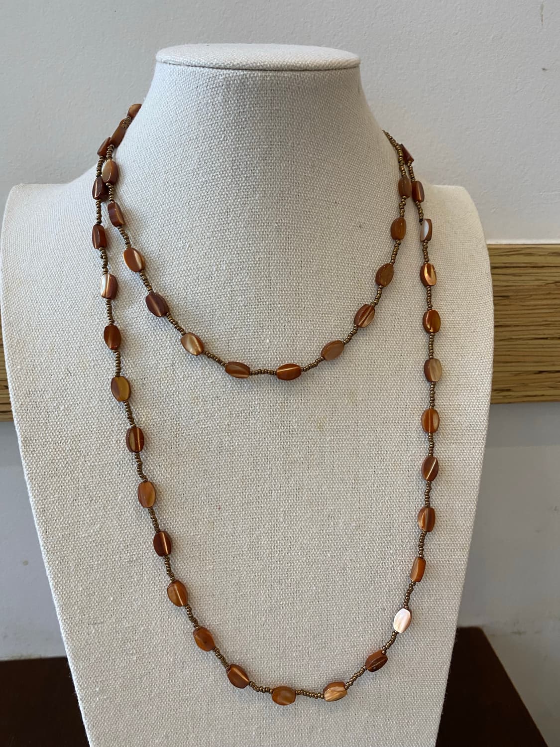 빈티지 브라운 비즈 롱 목걸이 레이어드 y2k 상품이미지4