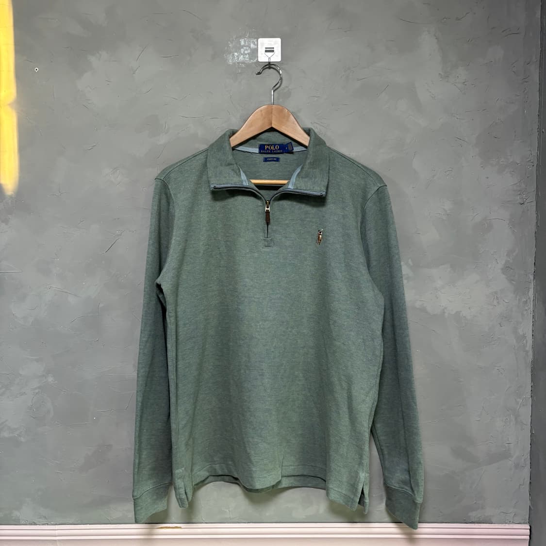 폴로 랄프로렌 니트 반집업 세이지 카키 상품이미지1