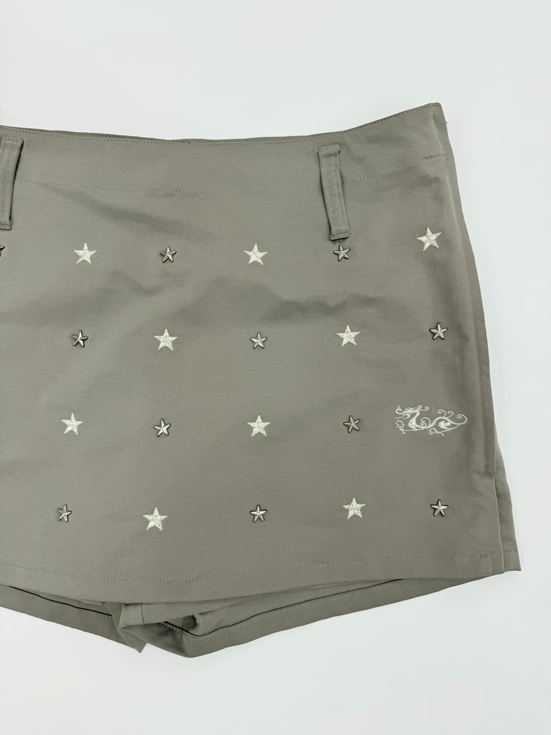 빈티지 Dance With Dragon 카키 스타 스터드 숏팬츠 스커트 상품이미지2