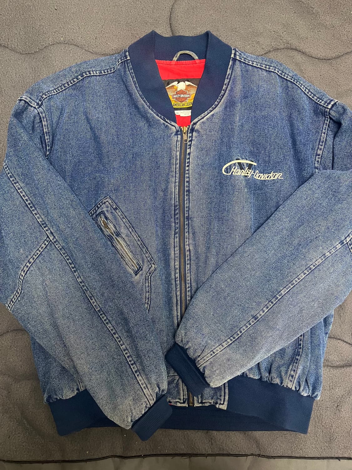 [XL] 할리데이비슨 데님 바시티 블루종 자켓 상품이미지1