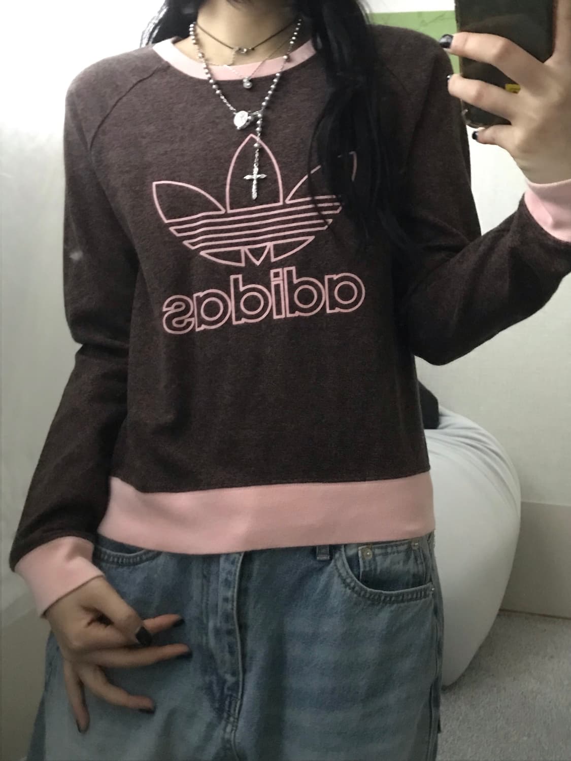 아디다스 00s 브라운 빅로고 맨투맨 상품이미지6