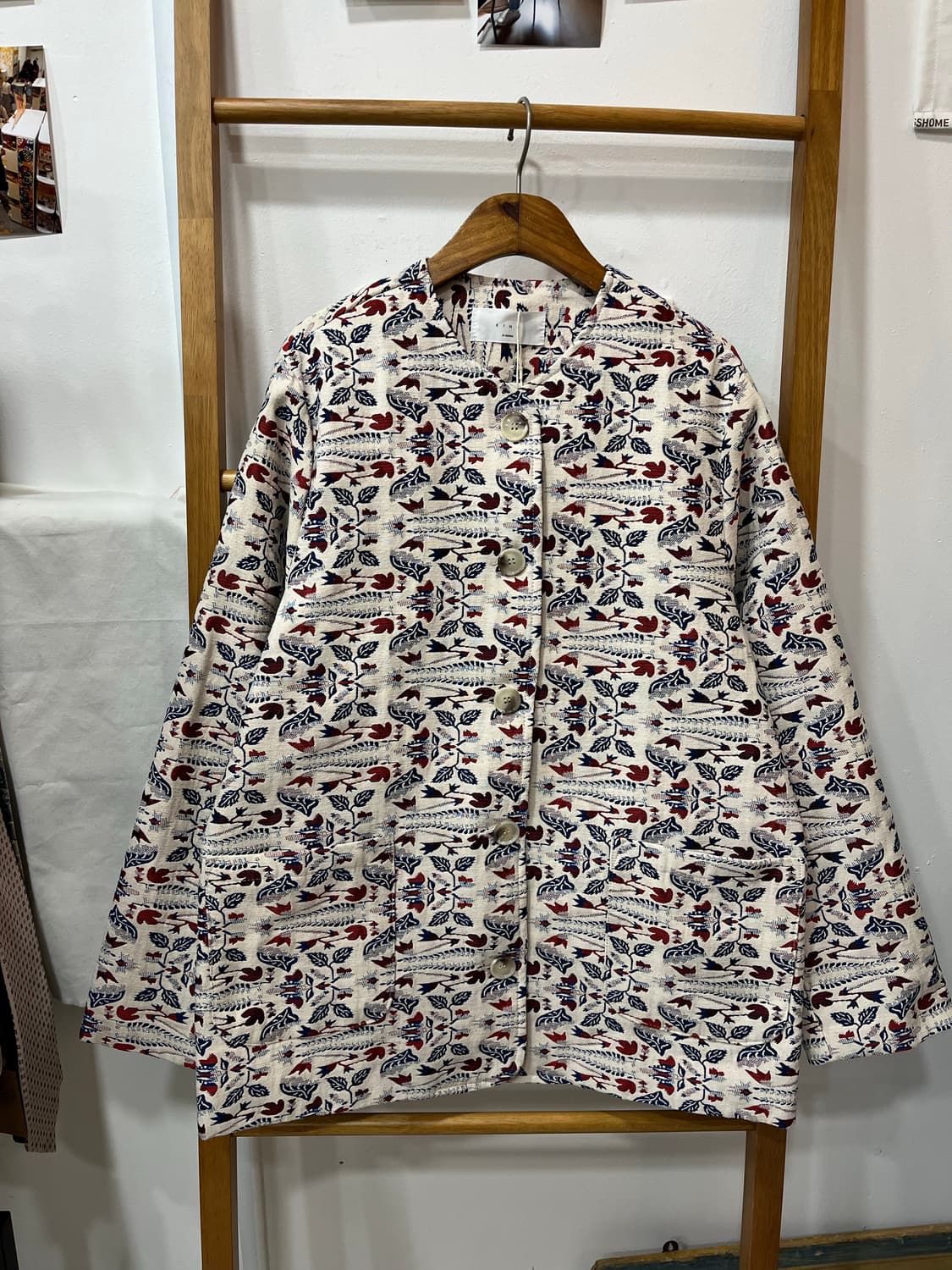 에스닉 자카드 노카라 자켓 상품이미지1