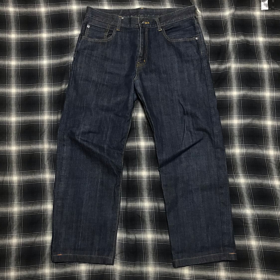 재팬 90-00s 유니클로 재팬라인 생지 리지드 크롭 데님 상품이미지1