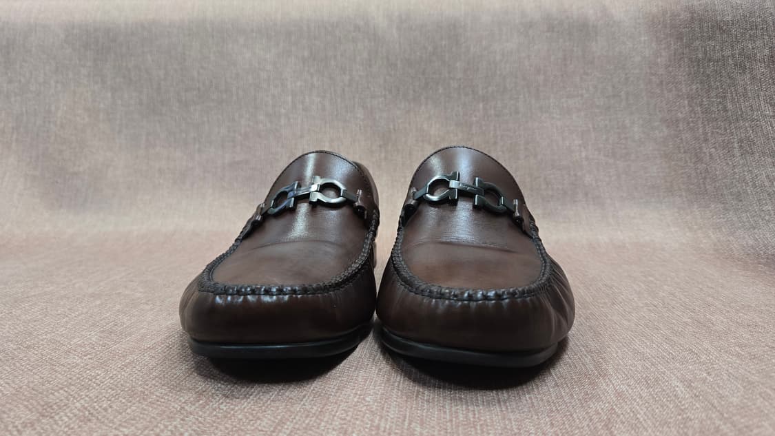 살바토레 페라가모 260mm- 정품 간치니 남성용 브라운 가죽 로퍼 상품이미지3