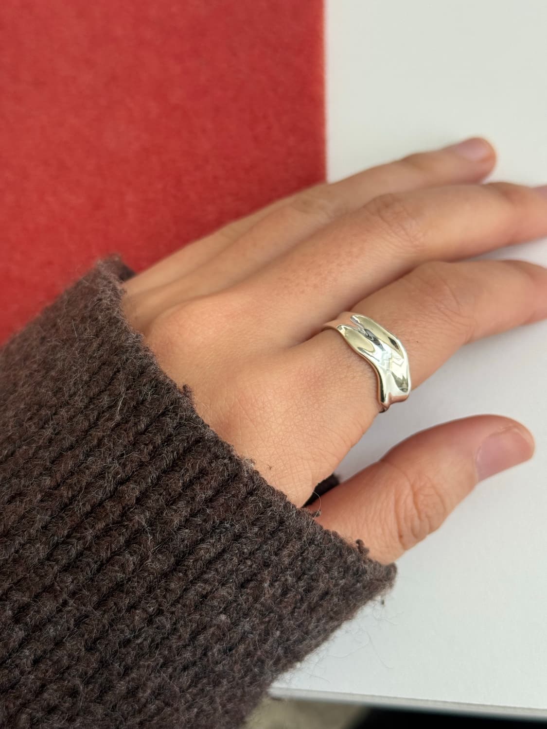 실버925 웨이브 볼드링 반지 상품이미지4