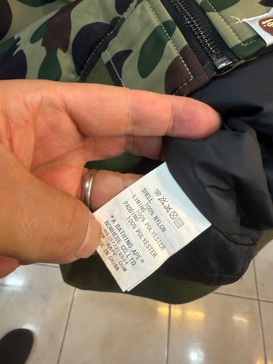 55-66 정품 베이프 카모플라츄 패턴 붐버자켓 팝니다 상품이미지5