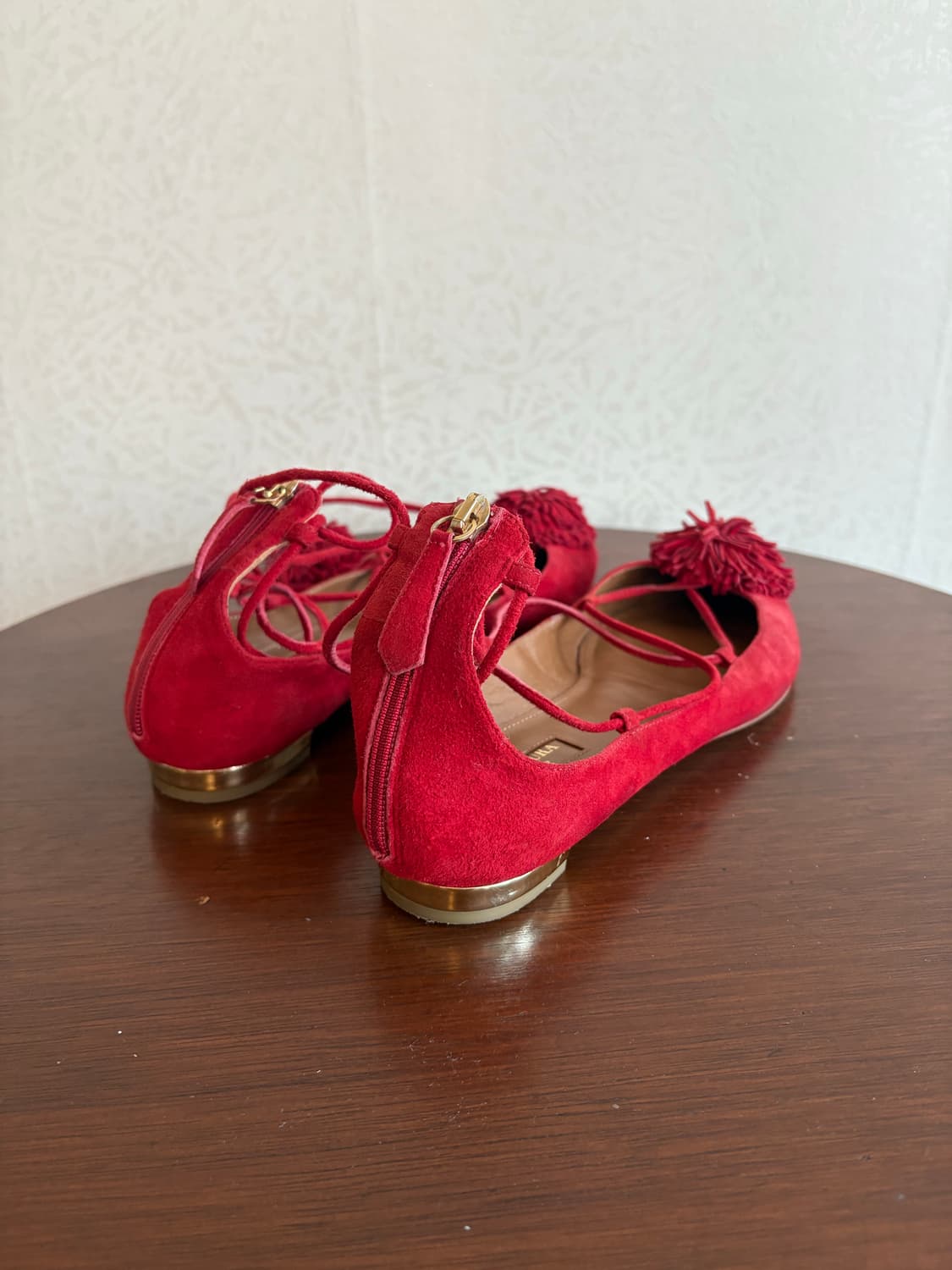 Aquazzura 스웨이드 테슬 발레리나 플랫슈즈 상품이미지4