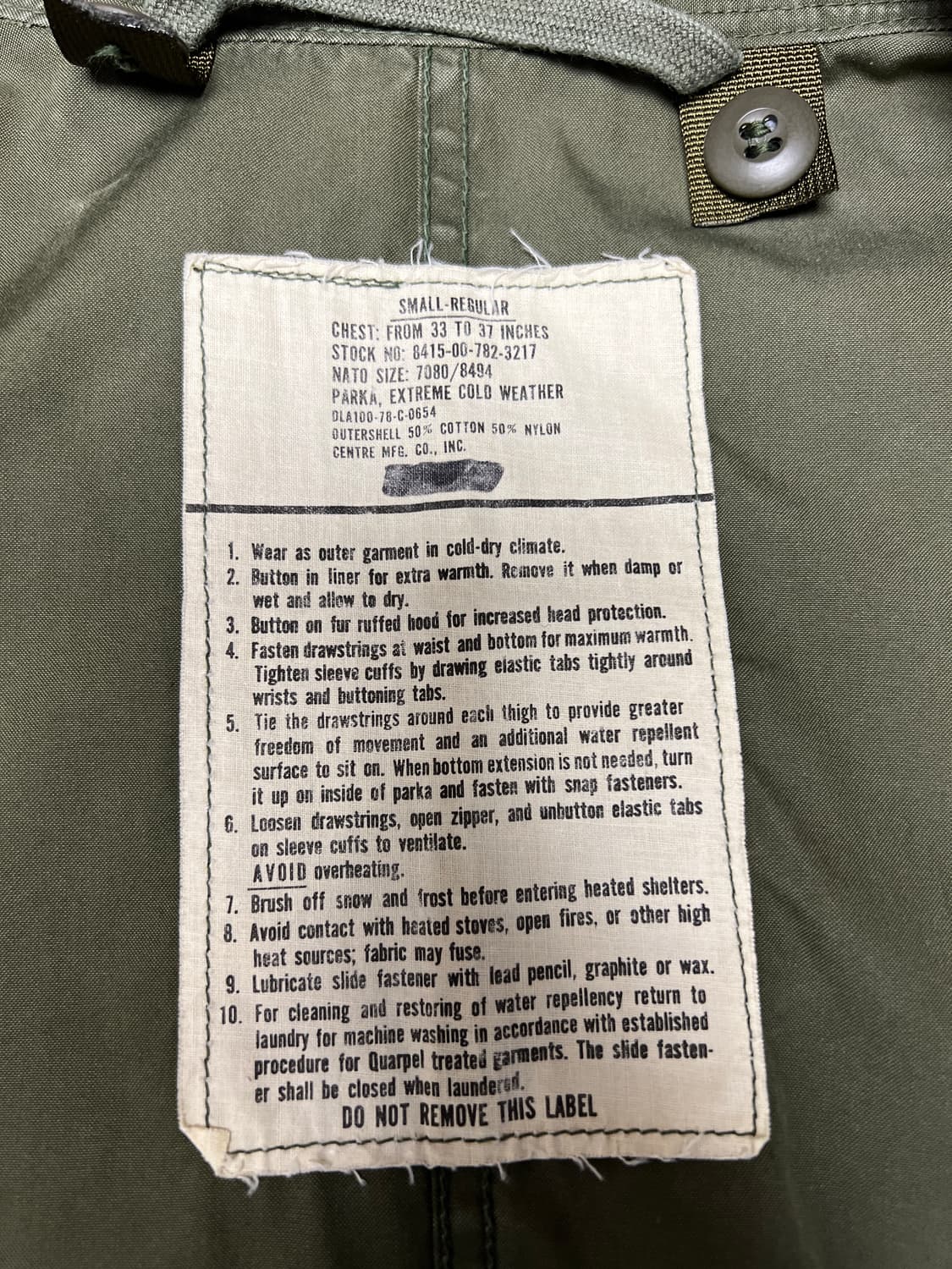 M65 OG 오리지날 피쉬테일 개파카 내외피 스몰 레귤러 상품이미지6