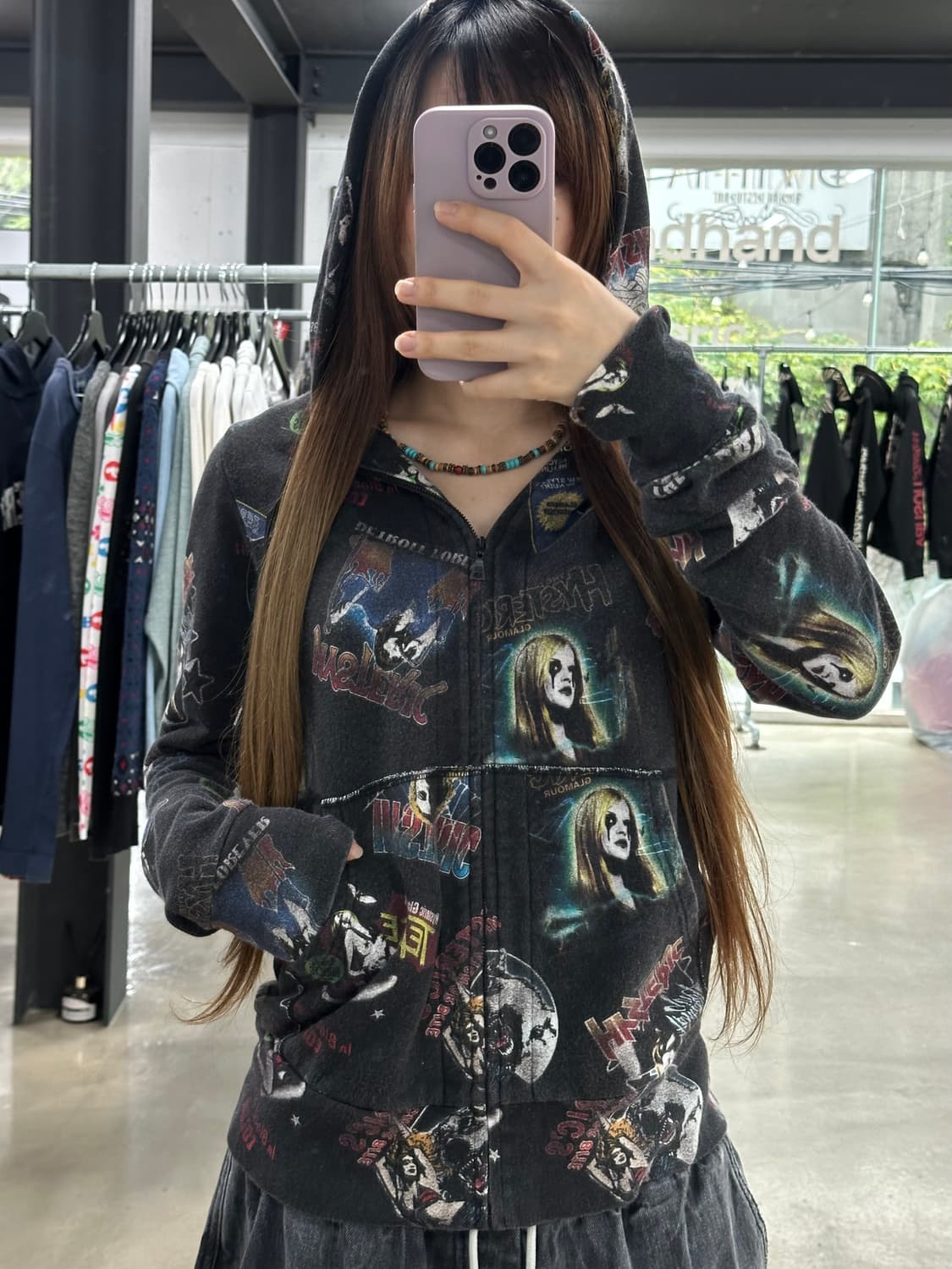 히스테릭글래머 펑크락풀로고 워시드 후드집업 상품이미지1