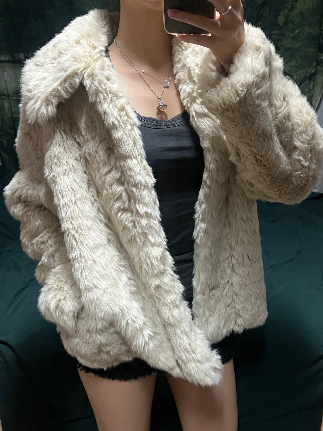 아이보리 퍼 자켓 cafe noir 상품이미지2