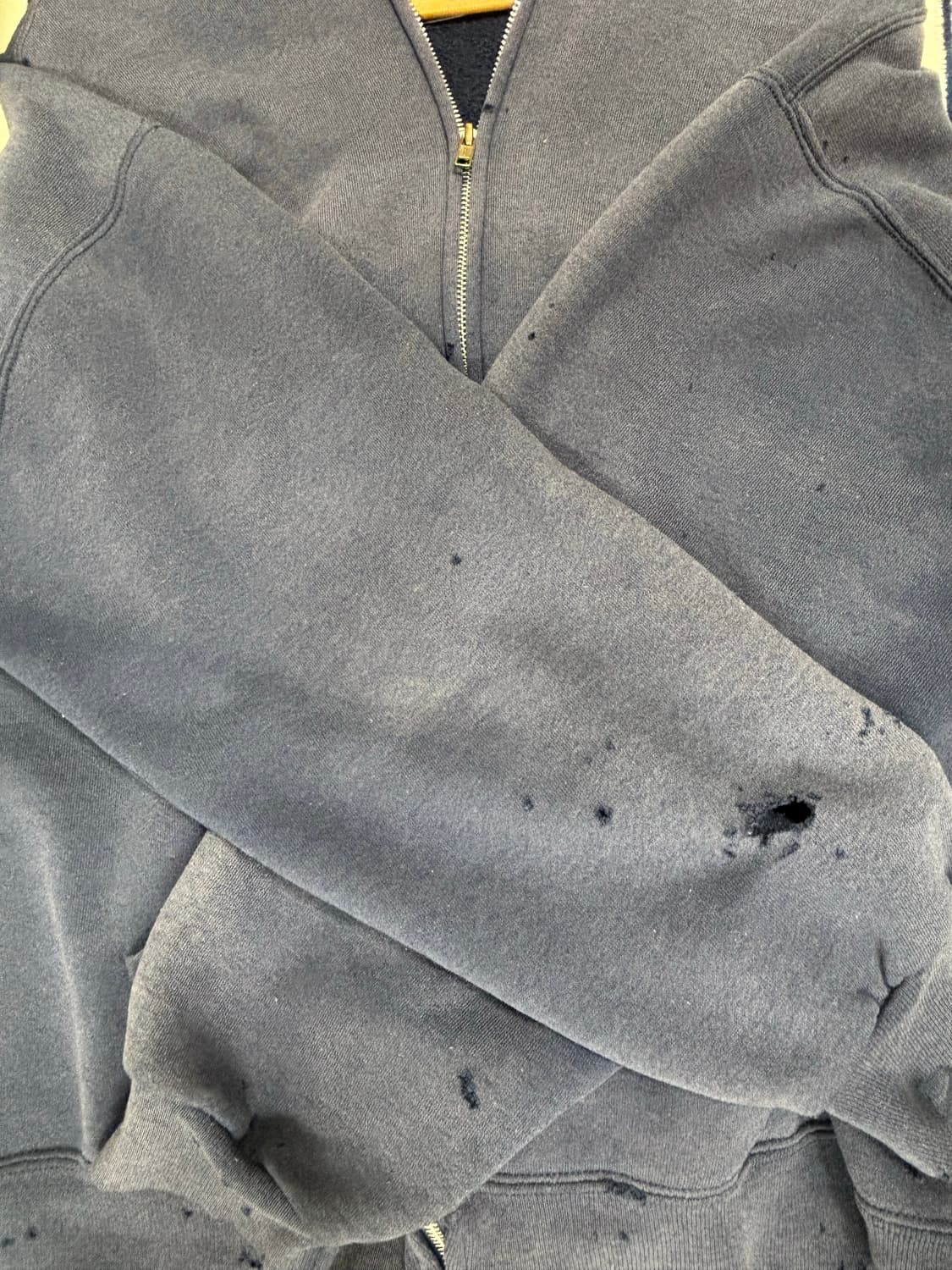 90‘s Russell 트래쉬드 데미지 후드 네이비 상품이미지4