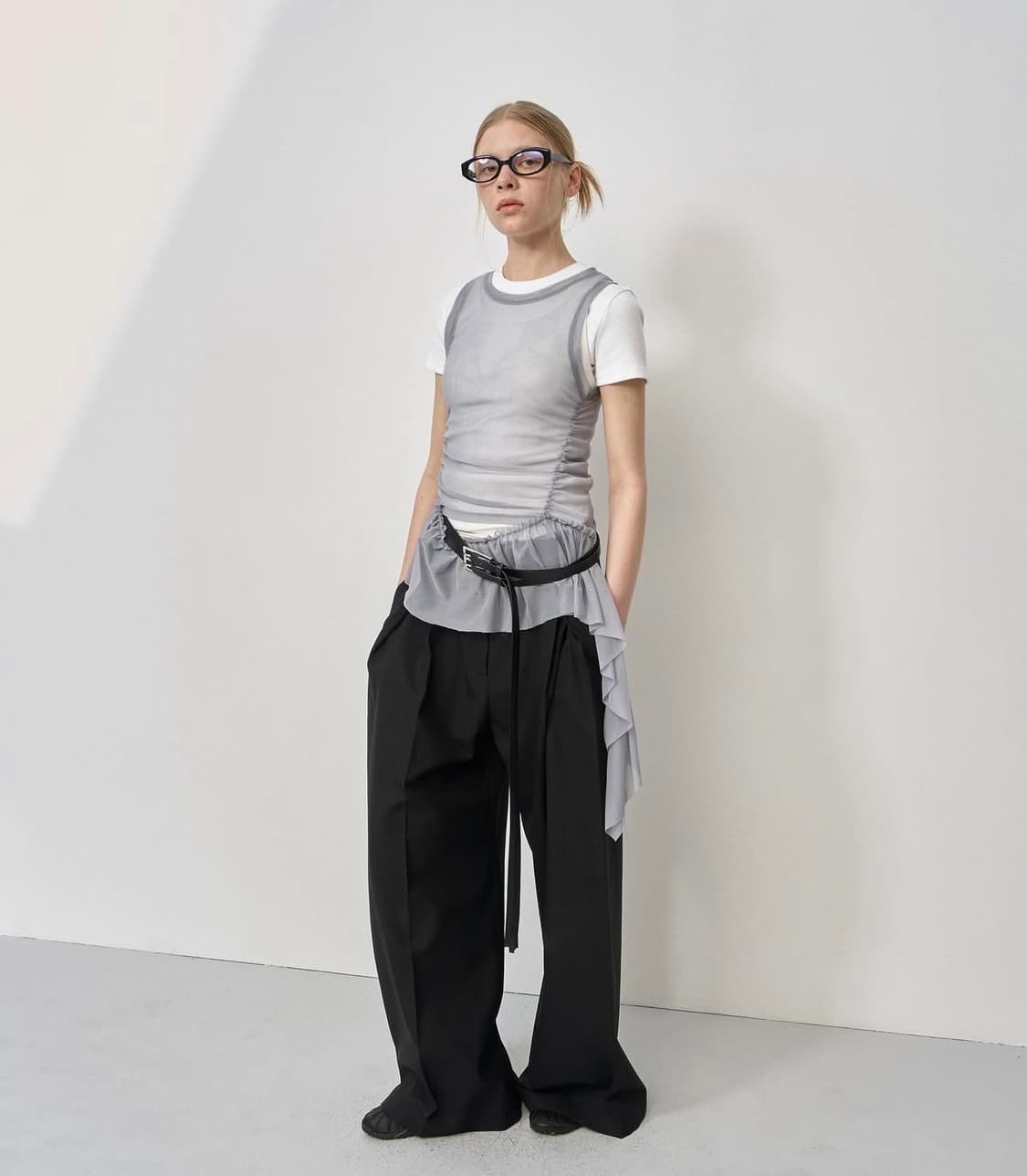 WESTERN STRAP LEATHER BELT (black) 상품이미지2