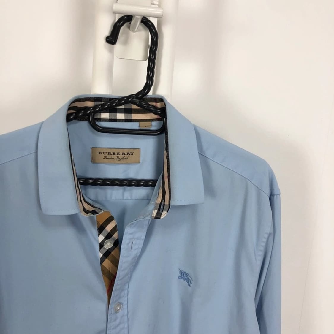 버버리 정품 히든체크 블루 셔츠 포플린 상품이미지3