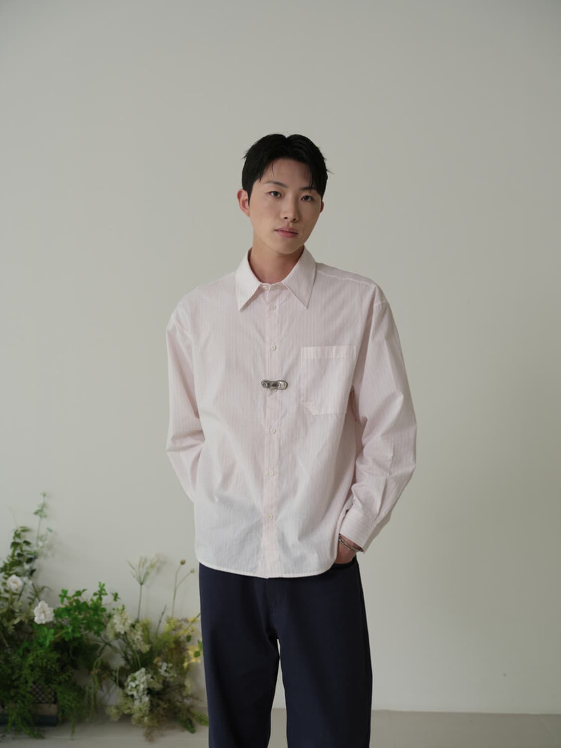 웨이비니스 오리가미 스트라이프 셔츠 1사이즈(핑크) 상품이미지2