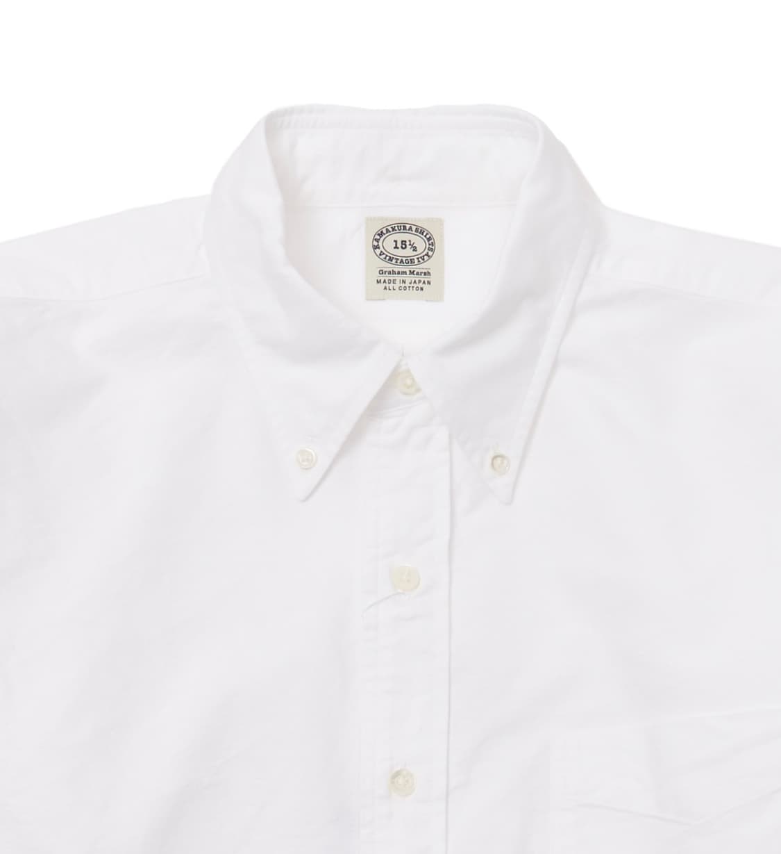 카마쿠라 옥스포드 버튼다운 셔츠 16 1/2, 화이트 상품이미지3