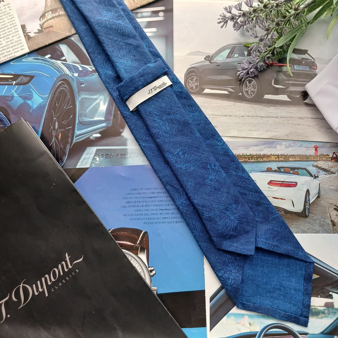듀퐁 린넨 블루 패턴 슬림 넥타이 7.7cm A+등급 A18662
 상품이미지4
