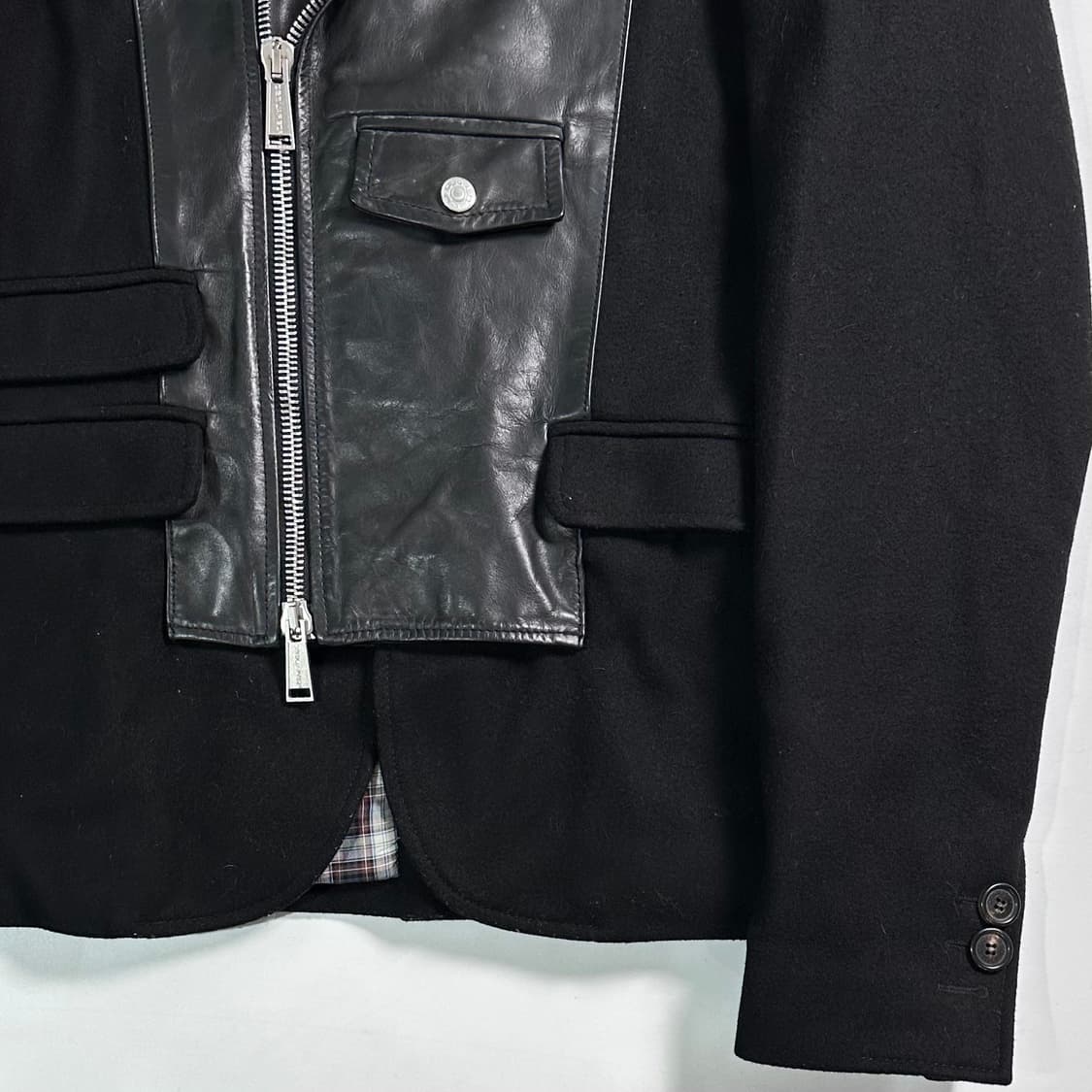 디스퀘어드 울/레더 바이커 자켓 상품이미지3