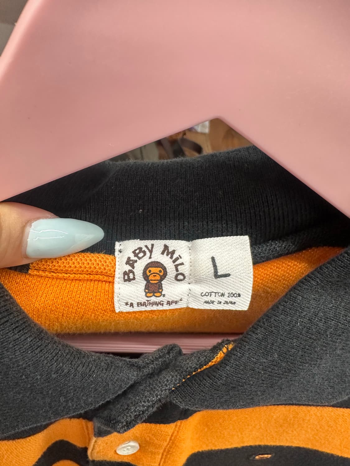 AAPE 마일로 베이프 스프라이프 카라 반팔티 상품이미지5