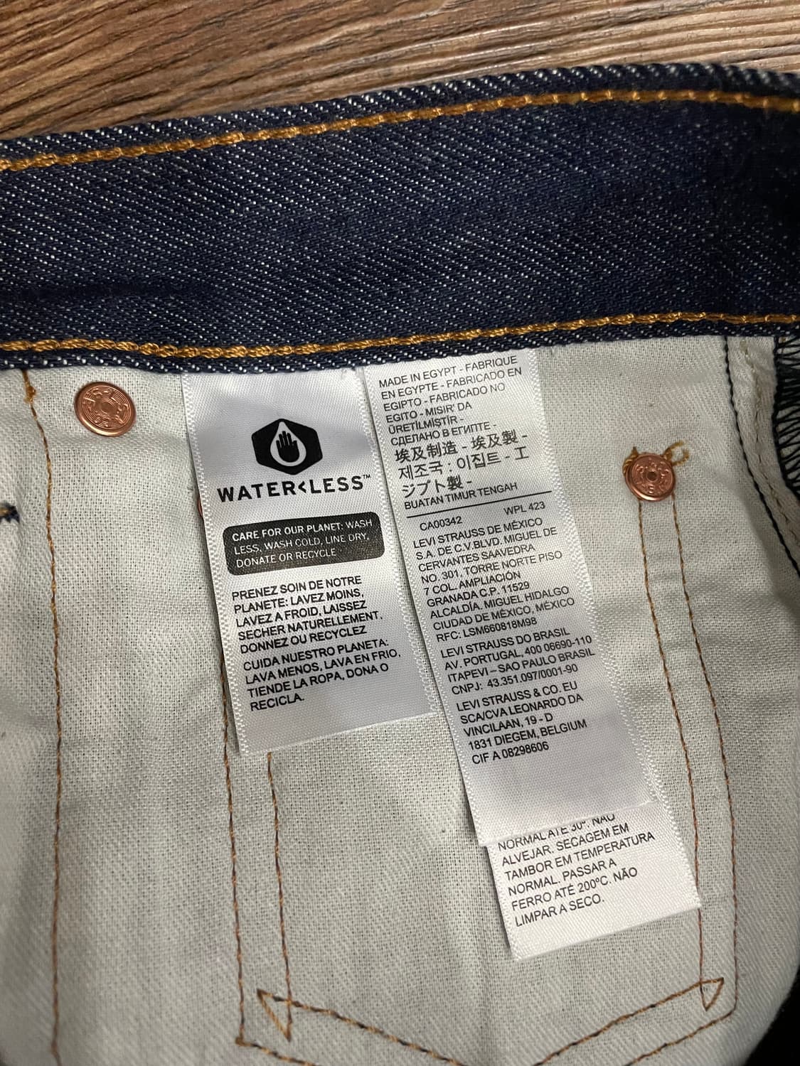 리바이스 501 오리지널진 리지드 데님 팬츠 다크인디고 생지 상품이미지5