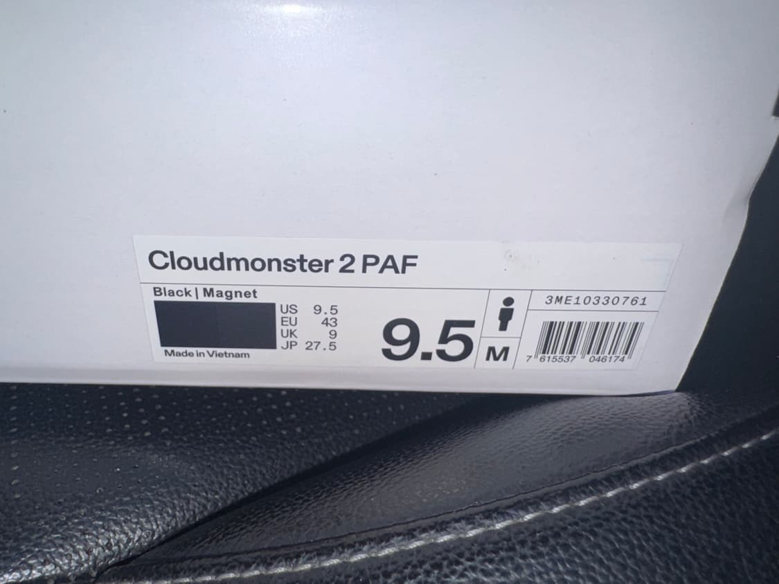 온러닝 파프 클라우드몬스터2 275mm 블랙 상품이미지6