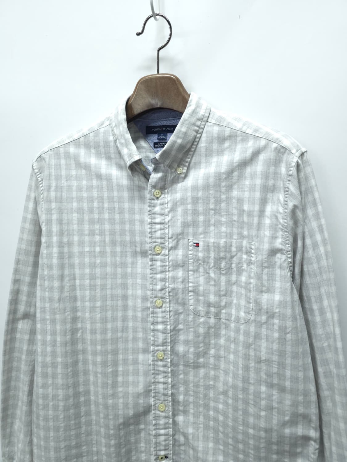 타미힐피거 화이트 그레이 체크 긴팔 셔츠 상품이미지2