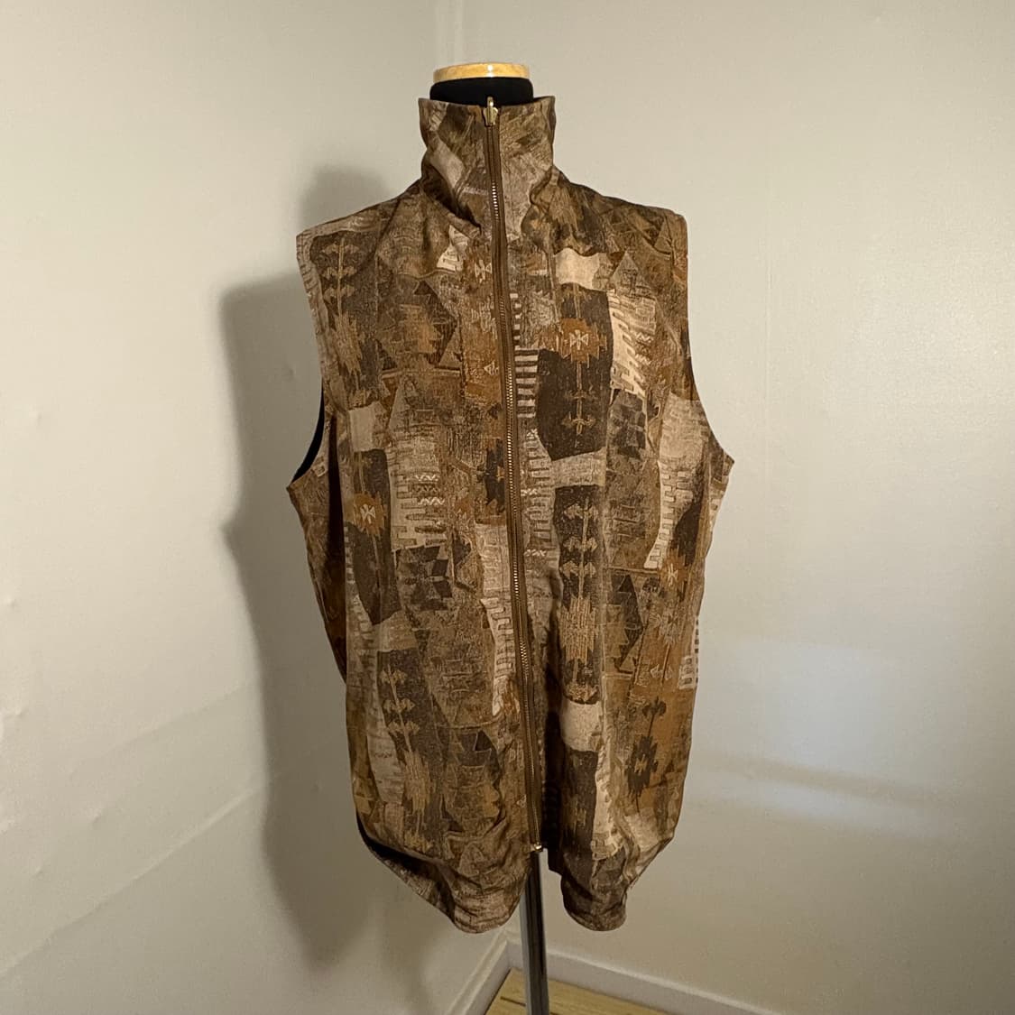 빈티지 리버시블 양면 오버핏 보헤미안 패턴 폴리 조끼 베스트 상품이미지1