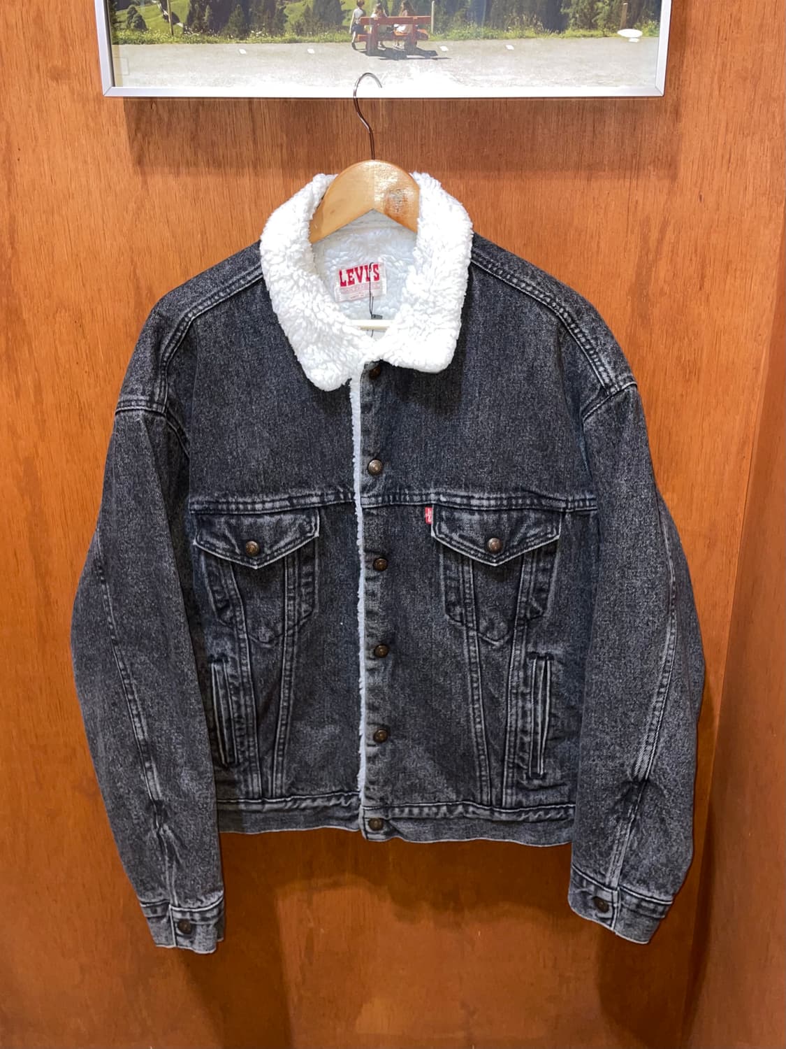 (XL) 80s USA Levi's 리바이스 쉐르파 데님 자켓 흑청 상품이미지4