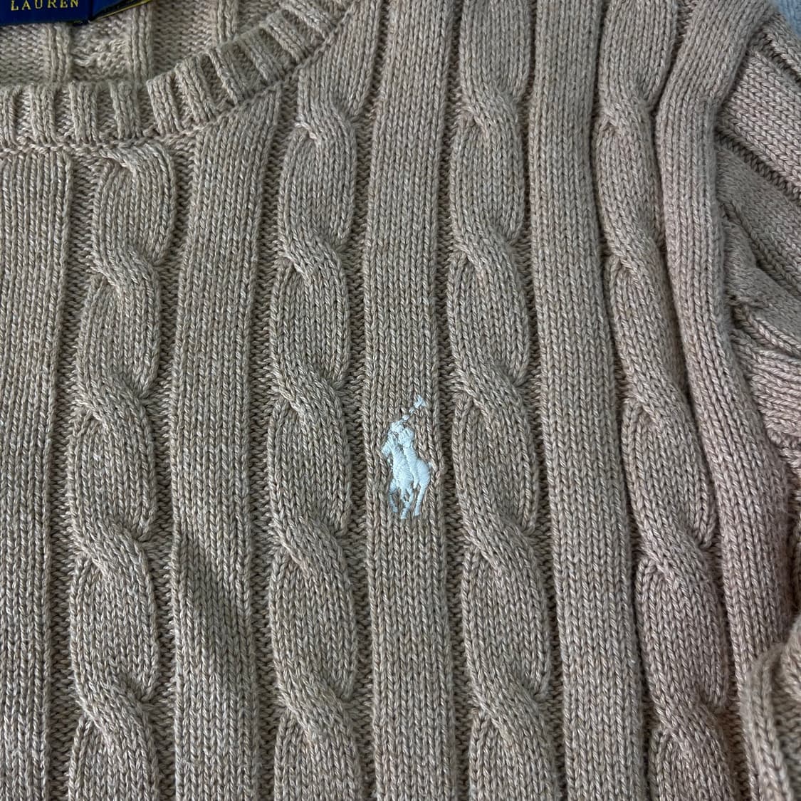 W 95 폴로랄프로렌 신형라벨 꽈배기 베이지 니트 상품이미지3