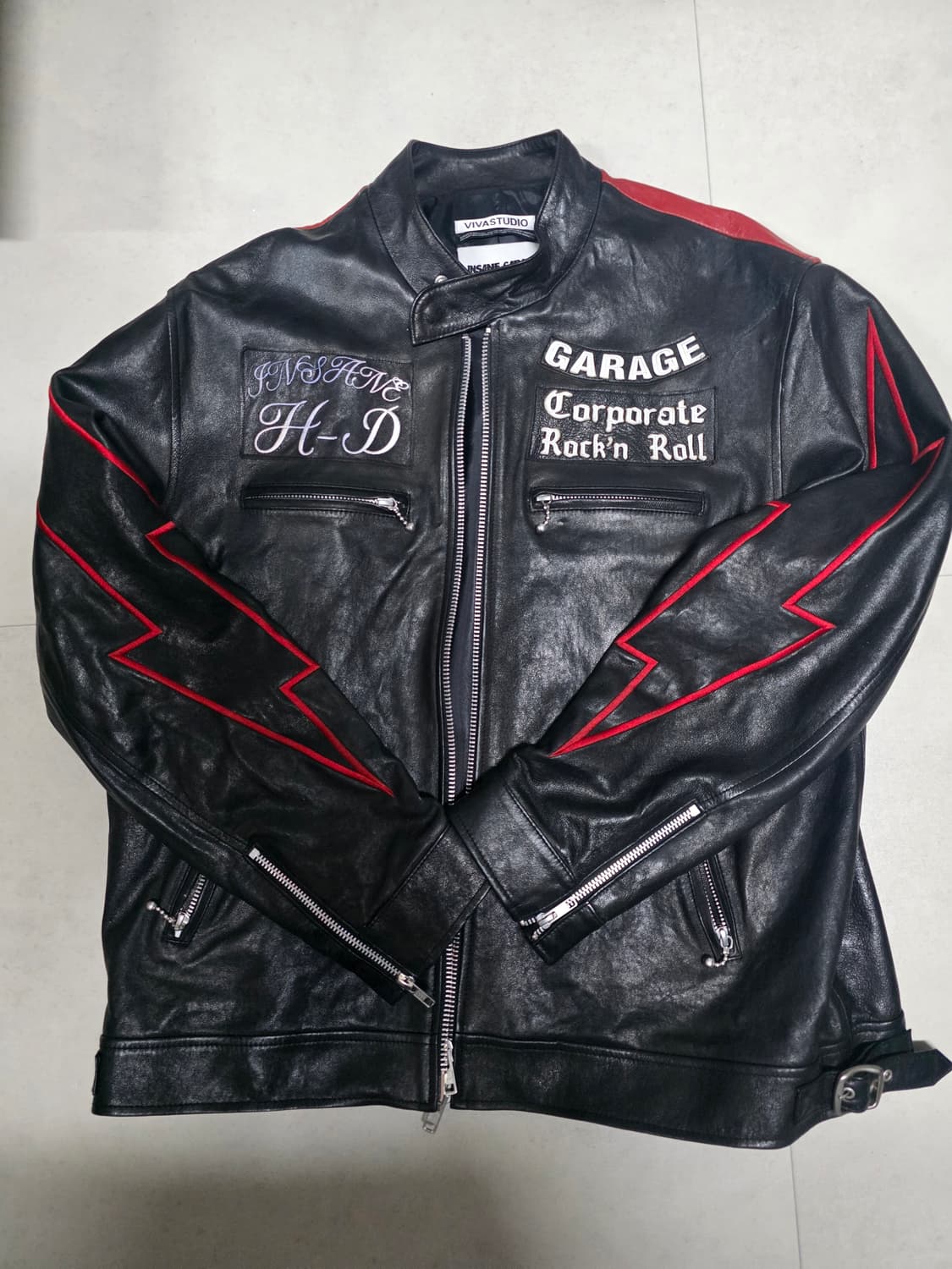인세인개러지 비바스튜디오 콜라보 램스킨 레더 바이크자켓 프리사이즈 상품이미지1