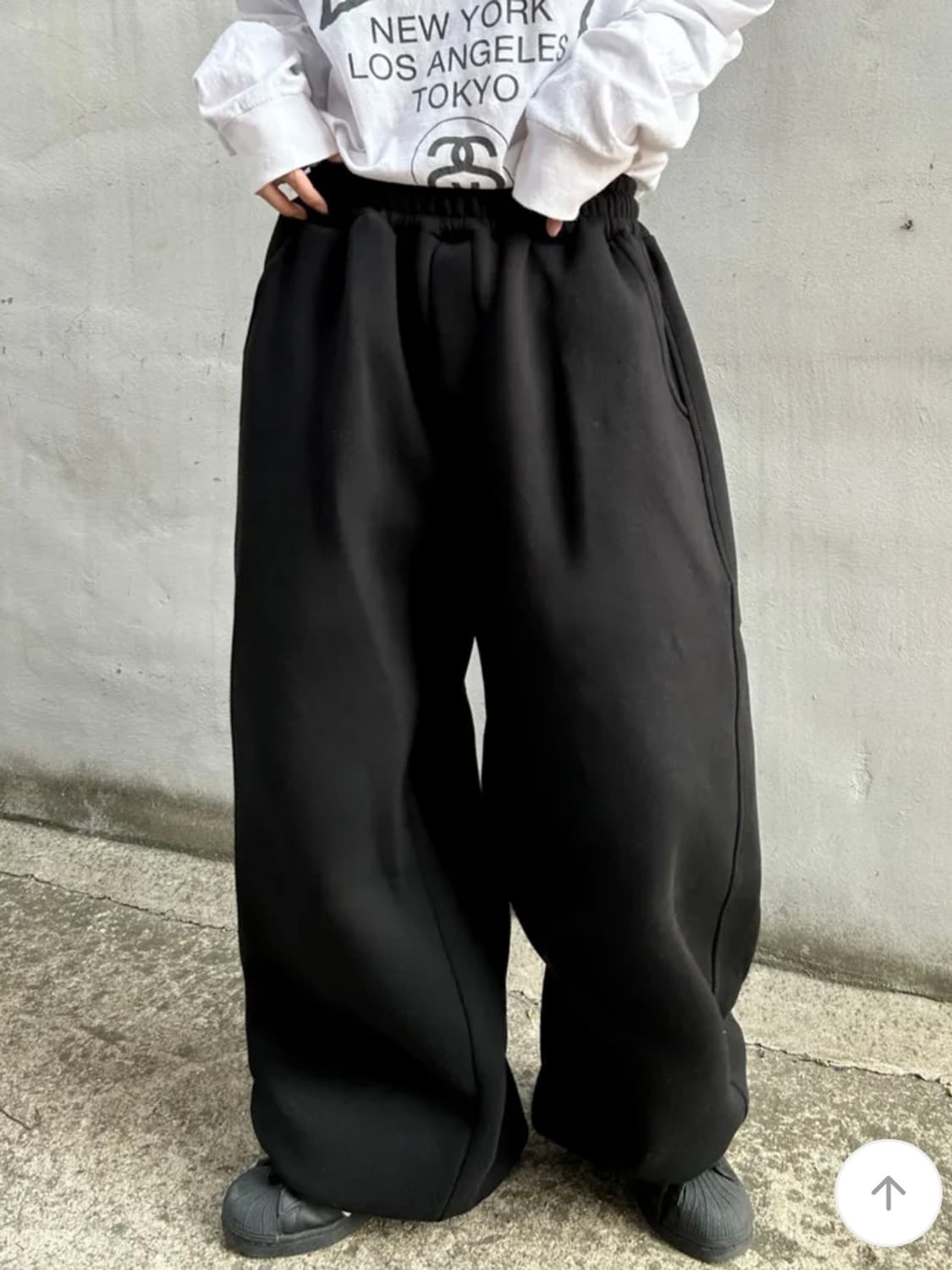 [Unisex] 사이드 절개 와이드 벌룬 팬츠 (Black) 상품이미지1