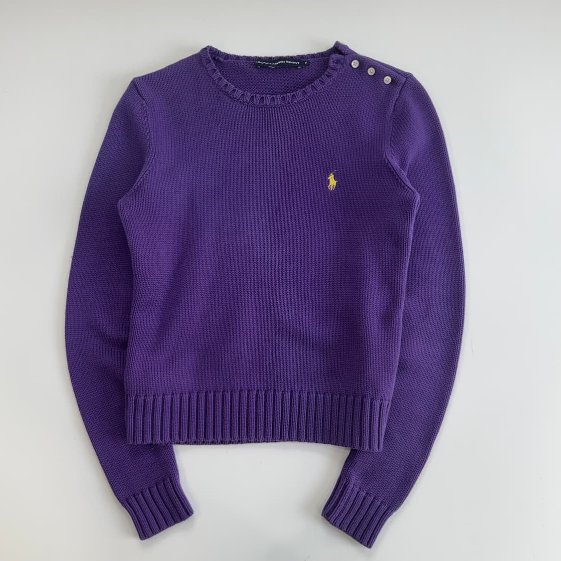 Polo 폴로 옐로우 포니 퍼플 숄더 버튼업 니트 상품이미지3