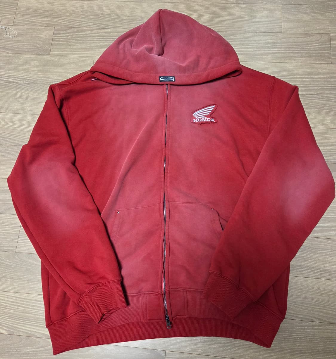혼다 스터드 윙 워싱 후드집업 다크레드 상품이미지4