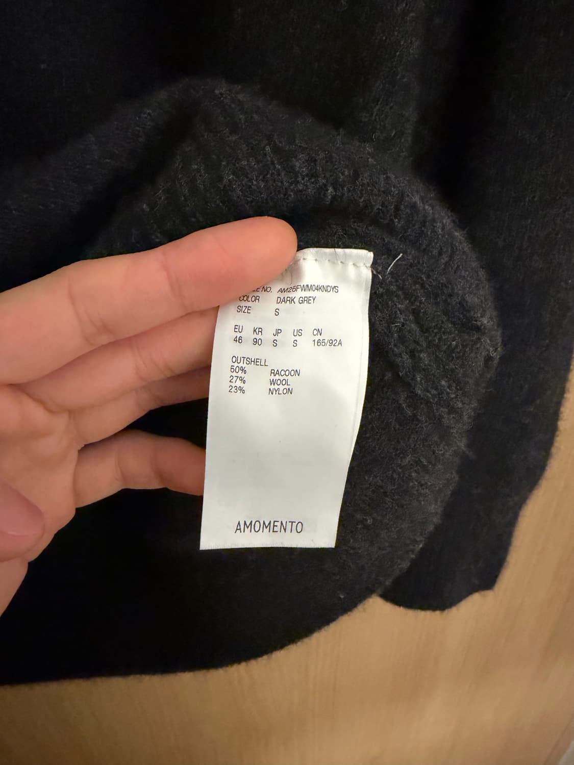 아모멘토 라쿤 브이넥 니트 s 다크 그레이 상품이미지6